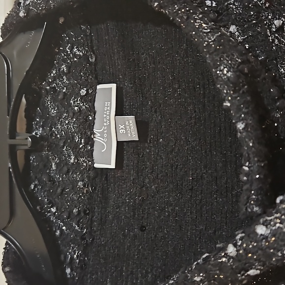 JM Collection Women 3X Black Metallic Knit Sweater Jacket w/ 3 large buttons - Picture 2 of 7